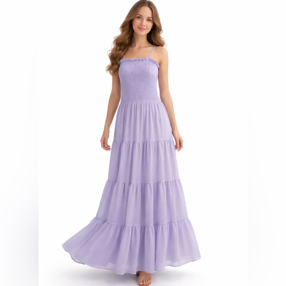 NWT Scoop NYC Smocked Tiered Maxi Dress L Fairy